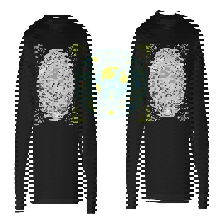 Cute Earth Holding Sapling Eco-Friendly Art Long Sleeve T-Shirt