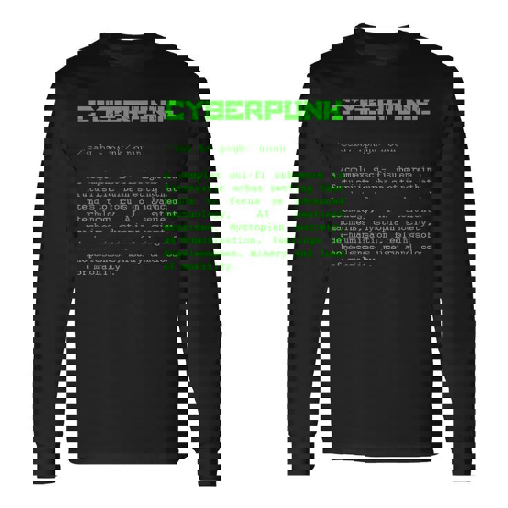 Cyberpunk Word Definition Cyberpunk Camiseta de manga larga