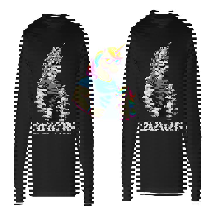 Dadacorn Unicorn Dad And Son Daughter Papa Fathers Day Long Sleeve T-Shirt