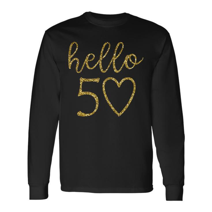 Damen Hello 50 Fifty Heart 50 Geburtstag 50 Jahre Alt Langarmshirts Geschenkideen