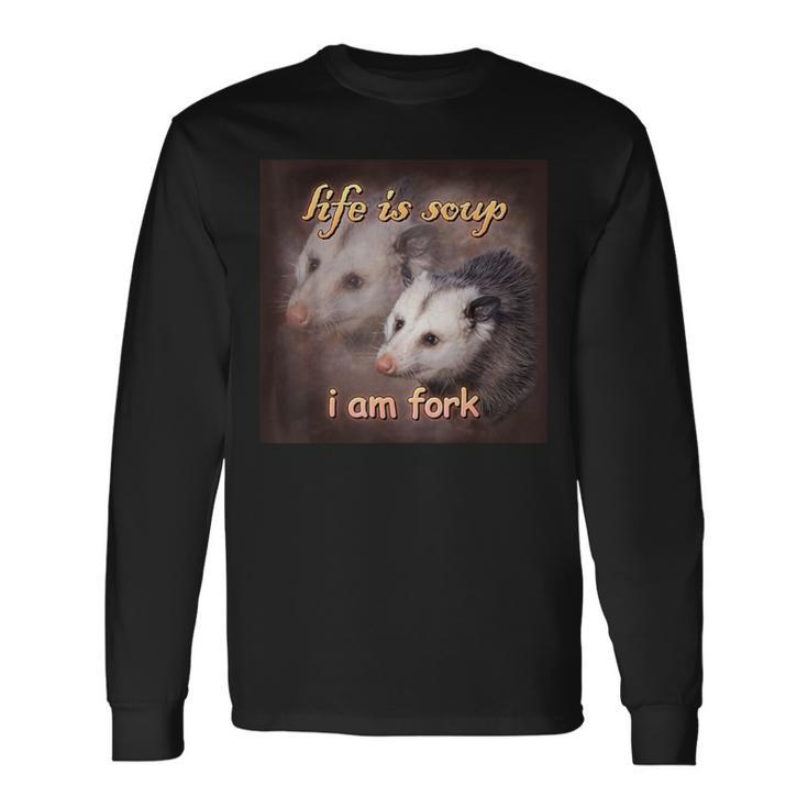 Das Leben Ist Suppe Ich Bin Gabel Opossum Langarmshirts Geschenkideen