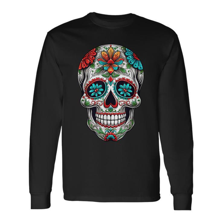 Dia De Los Muertos Decorative Mexican Head Sugar Skull Langarmshirts Geschenkideen