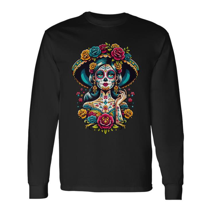 Dia De Los Muertos Sugar Mexican Inspired By La Catrina Langarmshirts Geschenkideen