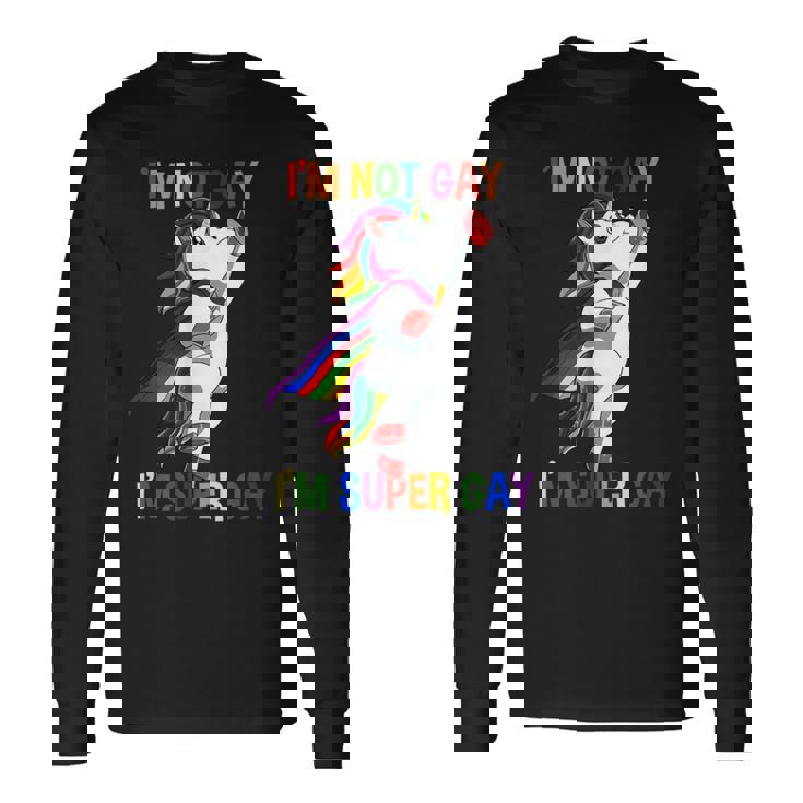 Divertido Lgbtq Super Gay Unicorn Camiseta de manga larga