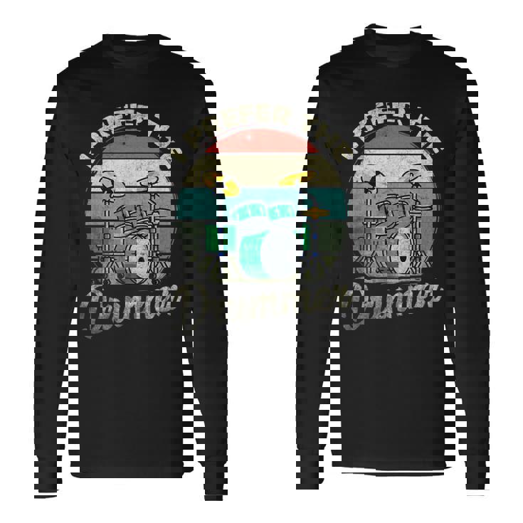 Divertido Rock Music Band Drum Player Retrointage Camiseta de manga larga