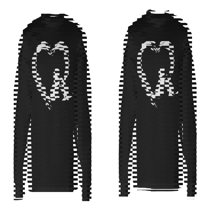 Dog Puppy And Baby Cat Heart Animal Dog & Cat Pet Lovers Long Sleeve T-Shirt