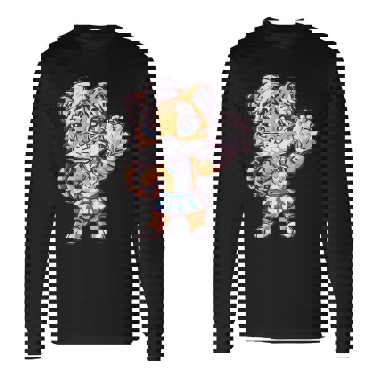Donna Cute Cheerleader Tigre Con Collo A Maglietta a maniche lunghe
