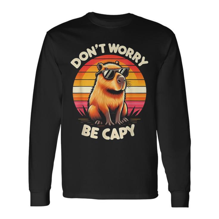 Dont Be Worry Be Capy Capybara Retro Rodent Langarmshirts Geschenkideen