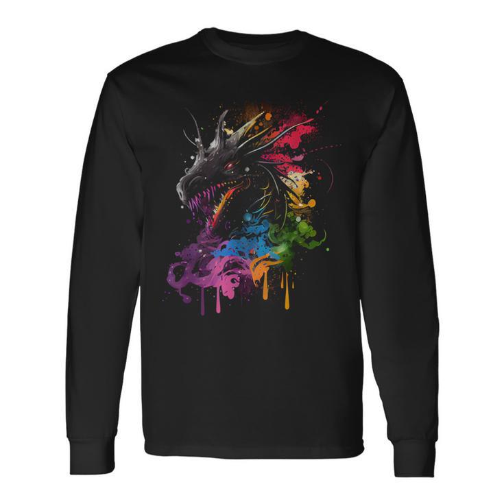 Dragon Fire Spit Wild Animal Dragon Fan Langarmshirts Geschenkideen