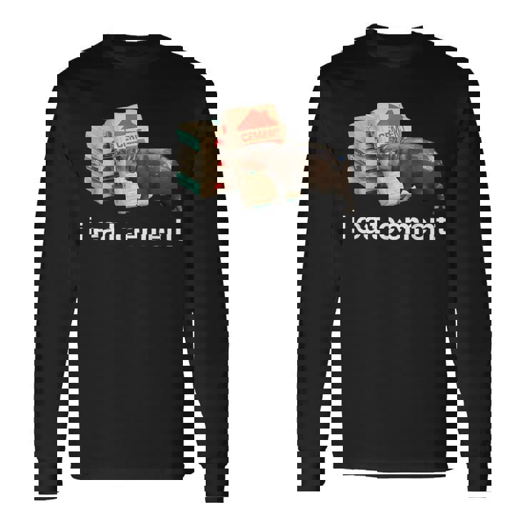 I Eat Cement Moo Deng Hippo Oddly Specific Dank Meme Long Sleeve T-Shirt