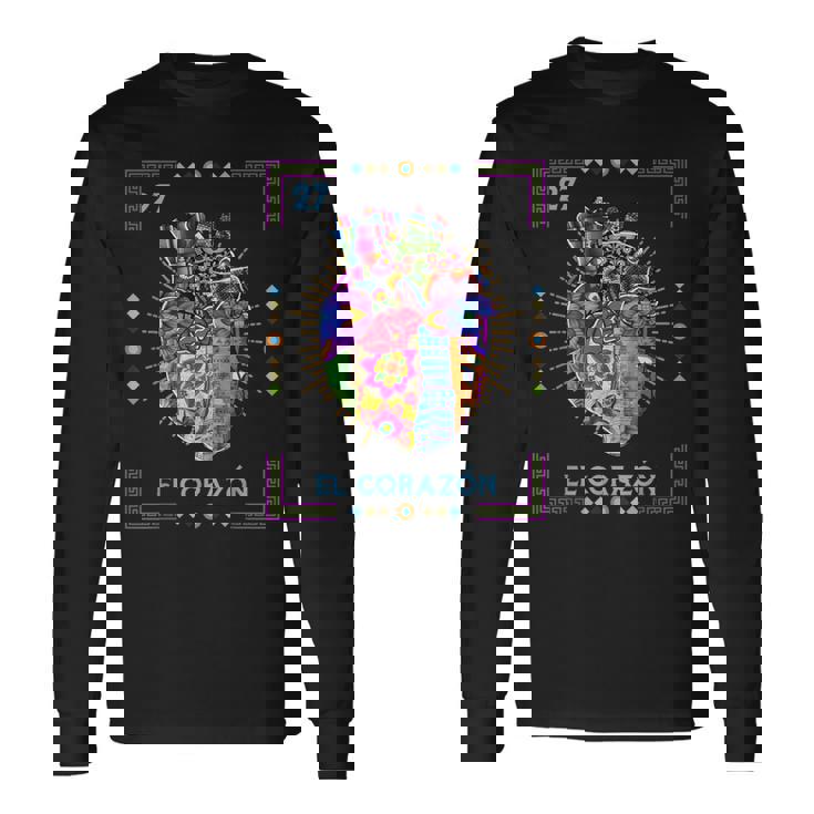 El Corazón Artistic Card Mexican Lottery Card Long Sleeve T-Shirt