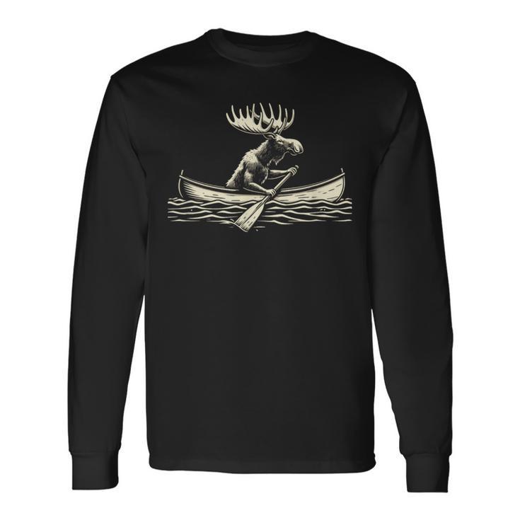 Elk In Canoe Langarmshirts Geschenkideen