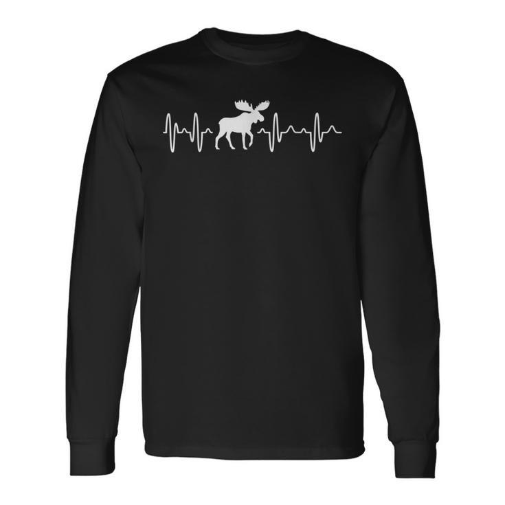 Elk Herzschlag Ekg Scandinavia Northlicht S Langarmshirts Geschenkideen