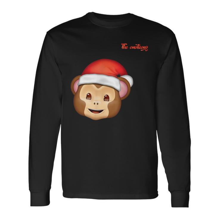 Emoji-Nikolausmütze-Affengesicht Langarmshirts Geschenkideen