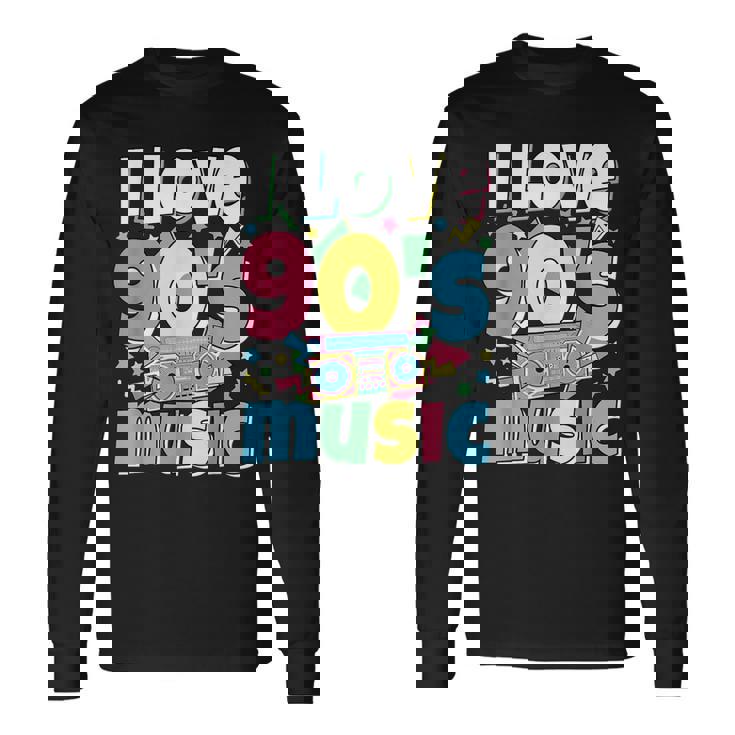 Me Encanta La Música De Los 90 Traje Retro Para Amantes De La Música De Los 90 Camiseta de manga larga