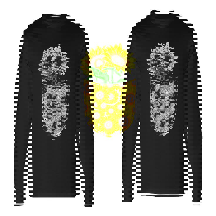 Fiore Giallo Fiorire Taschino Carino Hippie Girasole Maglietta a maniche lunghe