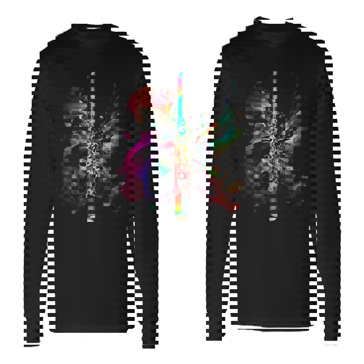 Flauto Traverso Colorato Musicista Flauto Traverso Regalo Pe Maglietta a maniche lunghe