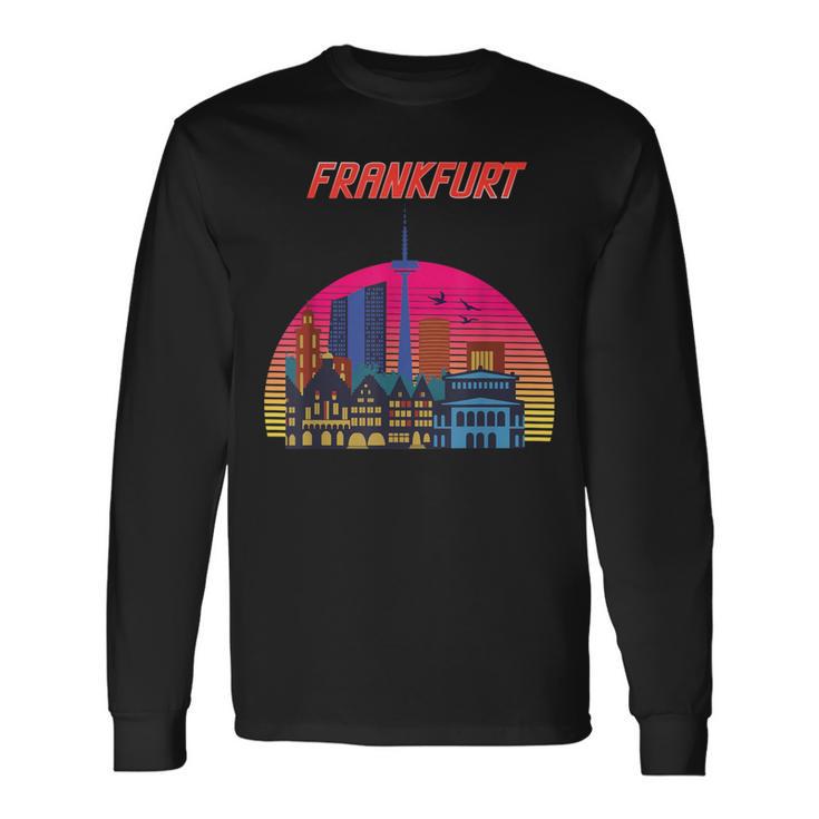 Frankfurt Retro Skyline Frankfurt Am Main Langarmshirts Geschenkideen