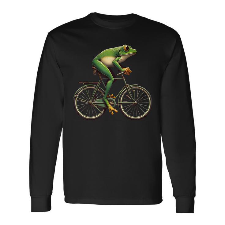 With Frosch Fährt Fahrrad Motif Langarmshirts Geschenkideen