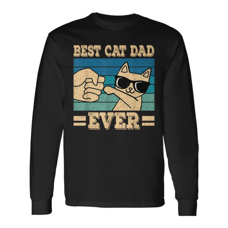 Cat Retro Best Cat Dad Ever Cat Lover Langarmshirts Geschenkideen