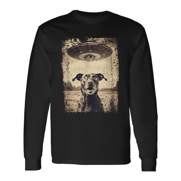 Dog With Ufo Retrointage Uncanny Alien Ufo Langarmshirts Geschenkideen