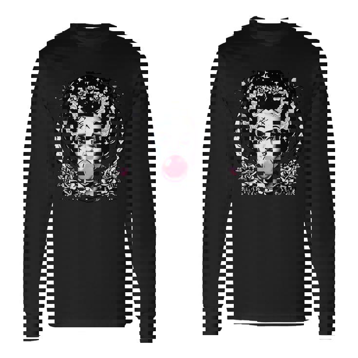 Frankenstein Monster And Bride Bubble Gum Halloween Long Sleeve T-Shirt
