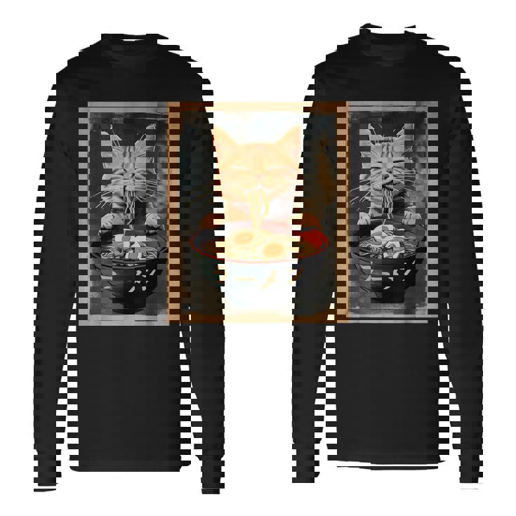 Ginger Cat Ramen Japanese Graphic Kawaii Anime Long Sleeve T-Shirt Gifts ideas