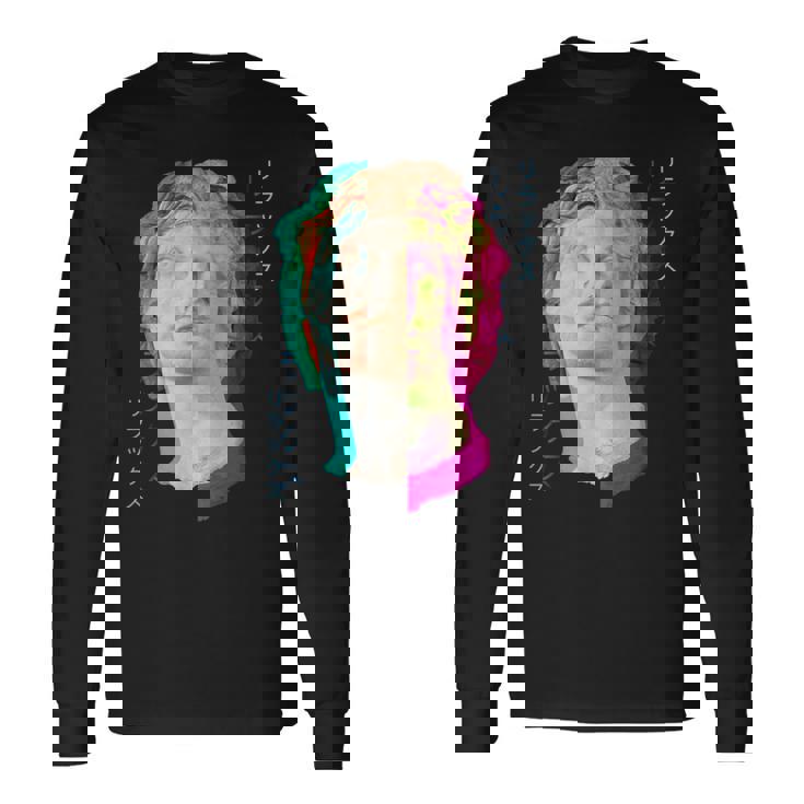 Glitch Greek Statue Retrowave Synthwaveaporwave Aesthetic Maglietta a maniche lunghe