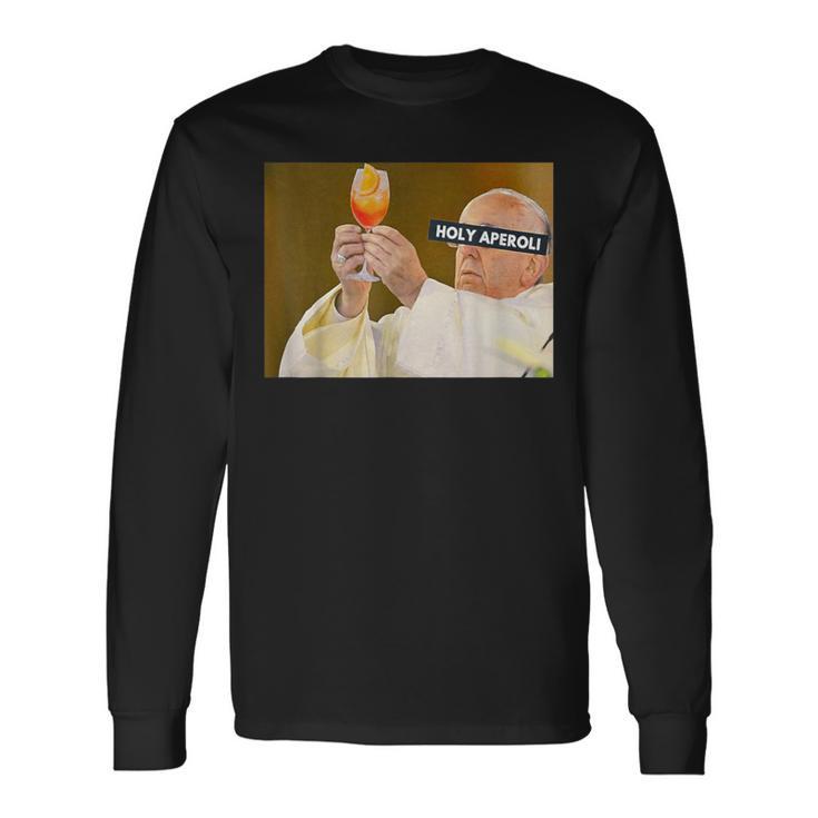 Holy Aperoli Gott Hält Ein Glas Wein Langarmshirts Geschenkideen