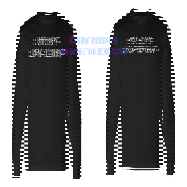 Hot Boys Love Techno Edm Music Festival Raver Dance Rave Maglietta a maniche lunghe