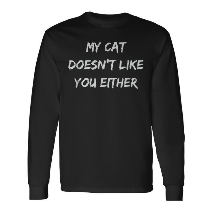 T-shirt Homme Et Enfant Manches Longues, Coton, Blanc, Imprimé Chat/chaton, Tailles S à XXXL
