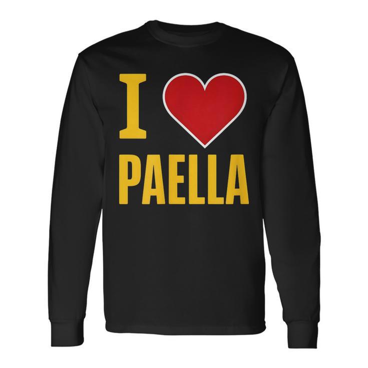 Impresión Divertida Para Amantes De La Comida Española I Love Paella Camiseta de manga larga