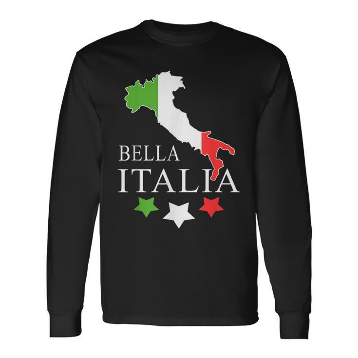 Italia Bella Italia With Italian Map Italy Langarmshirts Geschenkideen