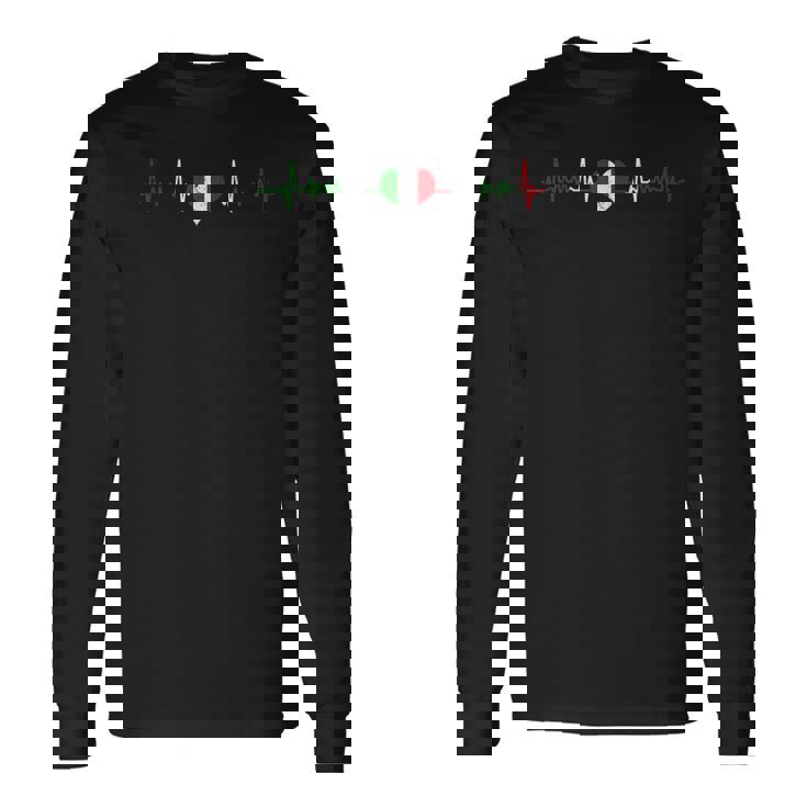 Italia Corazón Italiano Latido Ekg Pulso Italiano Camiseta de manga larga