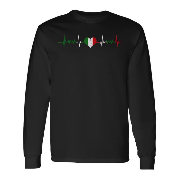 Italian Heart Rate Ecg Pulse Italiano Langarmshirts Geschenkideen