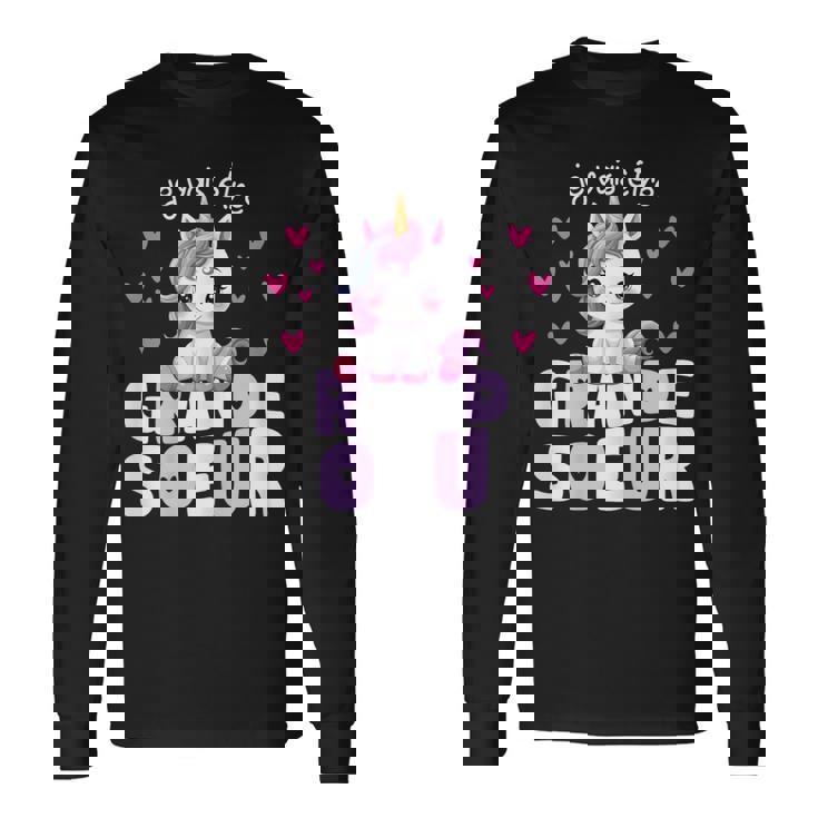 Jeais Être Grande Soeur Licorne Annonce Grossesse Soeur T-shirt à manches longues