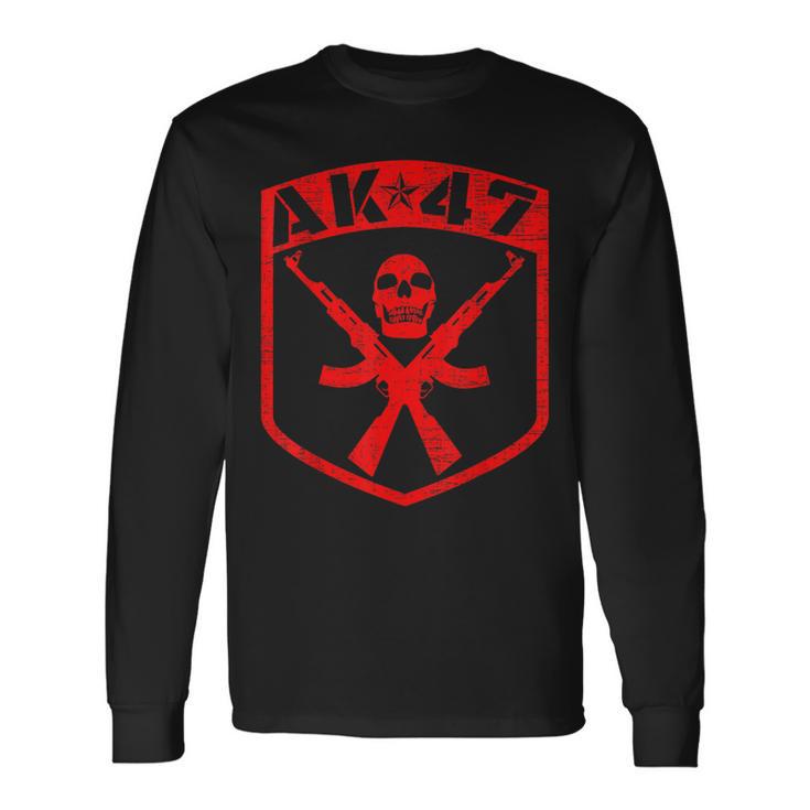 Kalashnikov Skull Ak-47 Assault Rifle Langarmshirts Geschenkideen