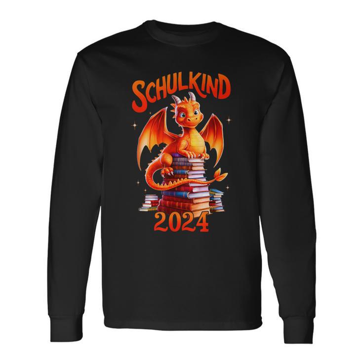 Kinder Schulkind 2024 Drache Bücher Jungen First Day At School Langarmshirts Geschenkideen