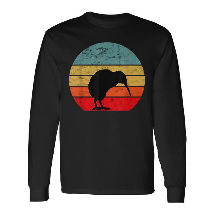 Kiwi Bird Retrointage Sunset New Zealand Animals Kiwi Bird S Langarmshirts Geschenkideen