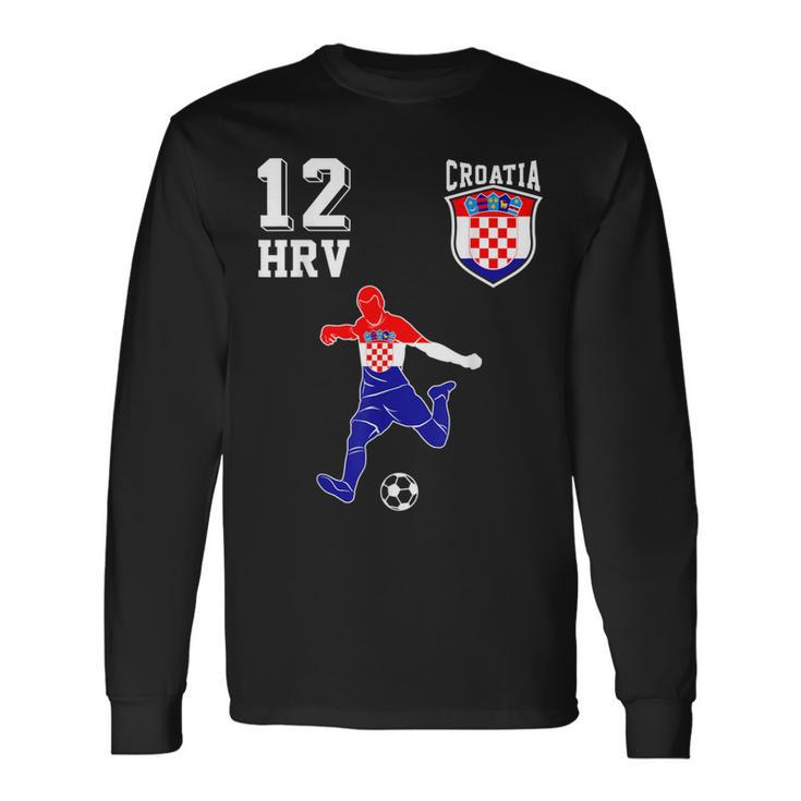 Kroatien Fan Em Spieler Ball Nummer 12 Langarmshirts Geschenkideen