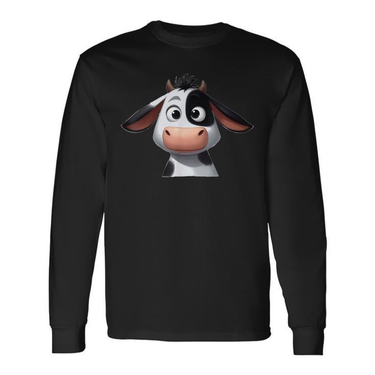 Kuh Lustig Süß Niedlich Comic Cartoon Kühe Tiere Langarmshirts Geschenkideen