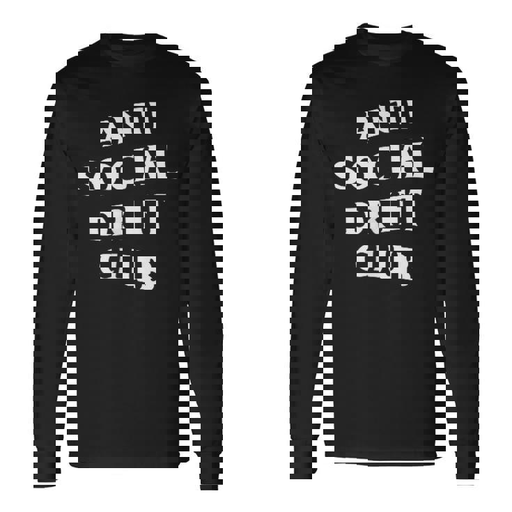 Logo Anti Social Drift Club Blanco Delantero Trasero Camiseta de manga larga