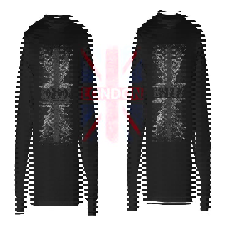 Londra Inghilterra Distressed Union Jack Maglietta a maniche lunghe