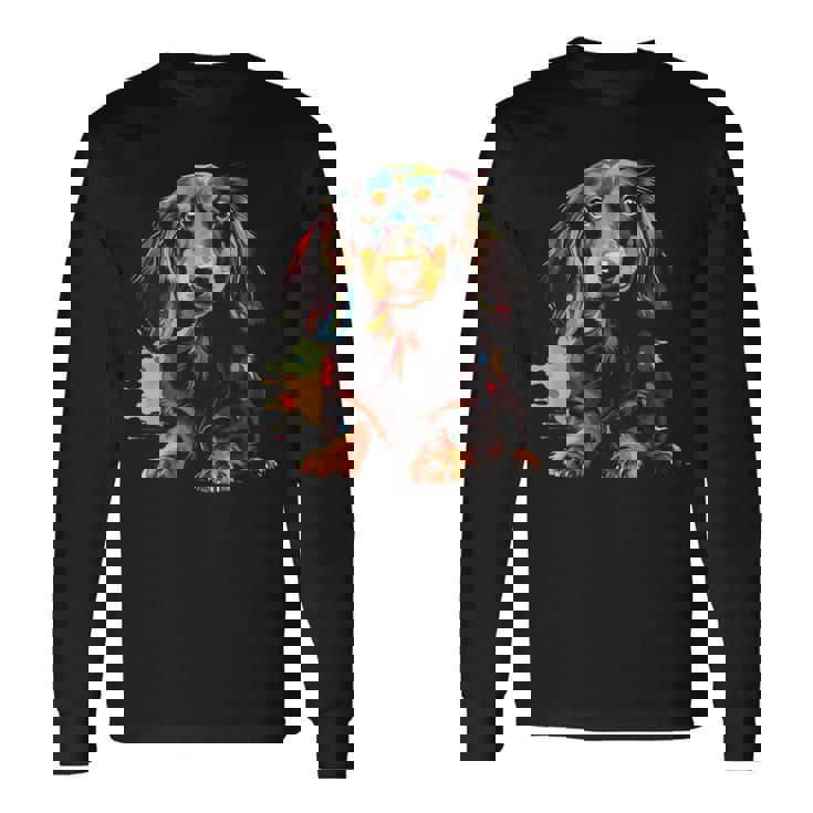 Long Hair Dachshund Puppy Best Dog Walking Pet Long Sleeve T-Shirt