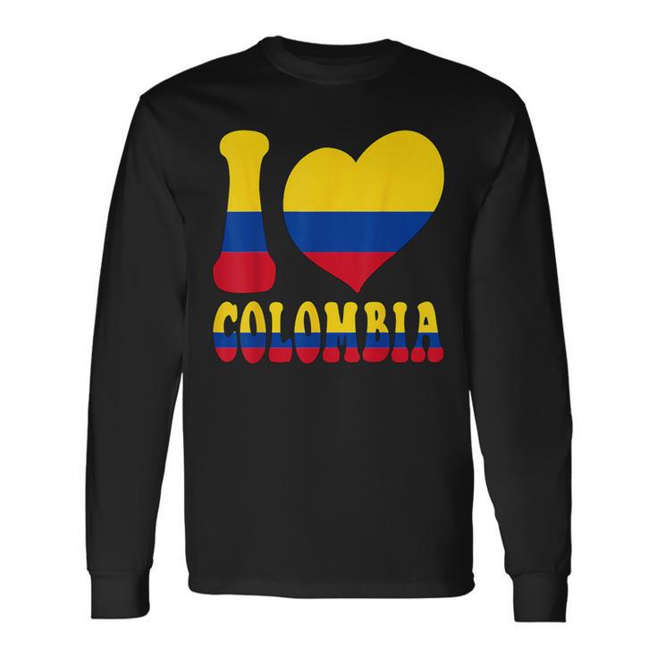 I Love Colombia I Love Bogotá Colombia Bandera Corazón Gráfico Camiseta de manga larga Ideas de regalos