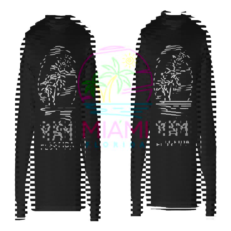 I Love Miami & Miami Loves Me Cool Miami Illustration Maglietta a maniche lunghe