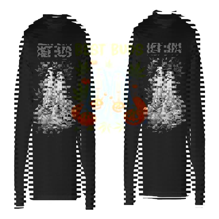 Marijuana Best Buds Ghost 420 Weed Cannabis Halloween Long Sleeve T-Shirt