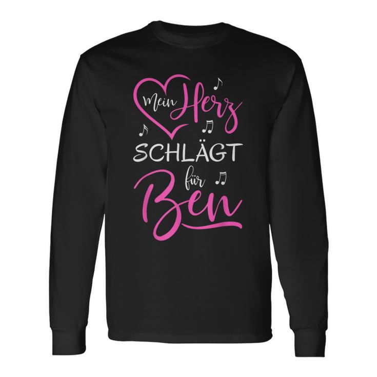 Mein Herz Schlägt Für Ben I Love Ben Ich Liebe Ben Langarmshirts Geschenkideen