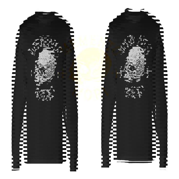 Memento Mori Calavera Humana Remember Death Estoico Tatuaje Pensador Camiseta de manga larga