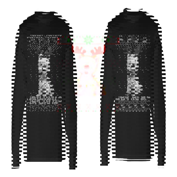 Merry Christmas Westie Dog Lover Ugly Xmas Sweater Pajamas Long Sleeve T-Shirt